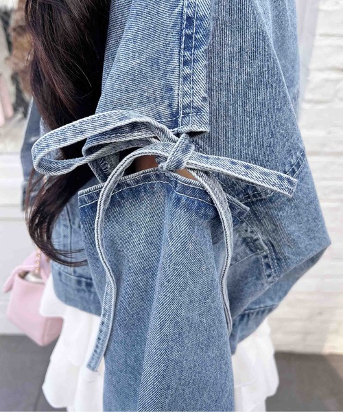 INGNI（イング）の「袖リボンクロップド丈Gジャン（デニムジャケット・レディース・ブルー系その他3/グレー/ブルー系その他・M）」の22枚目の写真