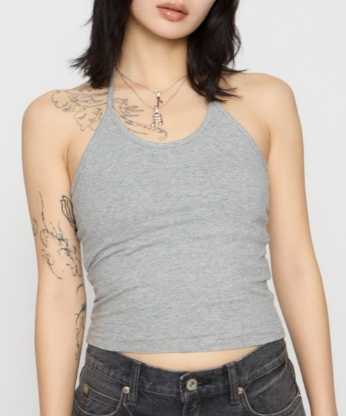 LAGUA GEM(ラグアジェム)の「HALTER NECK CUP キャミソール(キャミソール・レディース・ブラック/マルチ/グレー・FREE)」の2枚目の写真