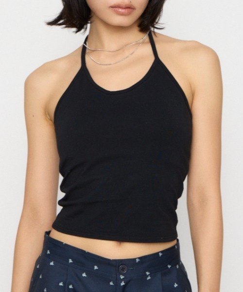 LAGUA GEM(ラグアジェム)の「HALTER NECK CUP キャミソール(キャミソール・レディース・ブラック/マルチ/グレー・FREE)」の1枚目の写真