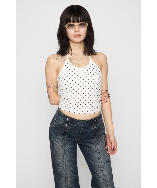 LAGUA GEM(ラグアジェム)の「HALTER NECK CUP キャミソール(キャミソール・レディース・ブラック/マルチ/グレー・FREE)」の10枚目の写真