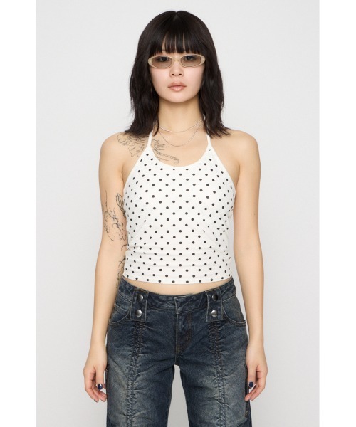 LAGUA GEM(ラグアジェム)の「HALTER NECK CUP キャミソール(キャミソール・レディース・ブラック/マルチ/グレー・FREE)」の9枚目の写真