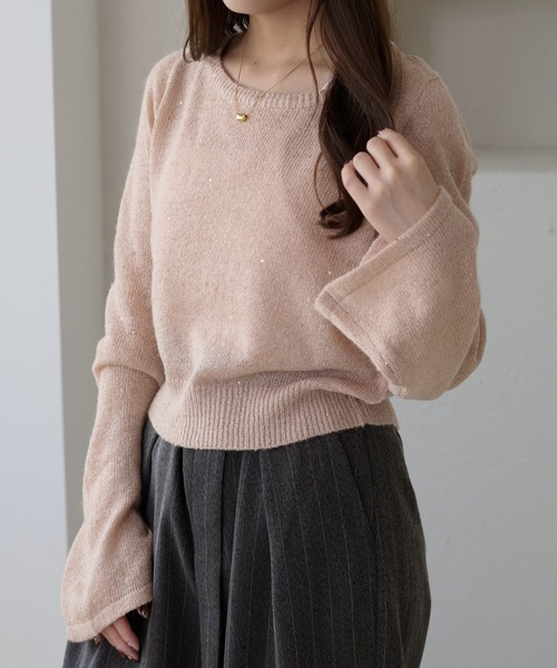 apres jour clair（アプレジュールクレア）の「【apres jour clair】スパンコールラメシアーニット（ニット/セーター・レディース・アイボリー/ピンクベージュ/ミント・フリー/X-LARGE）」の22枚目の写真