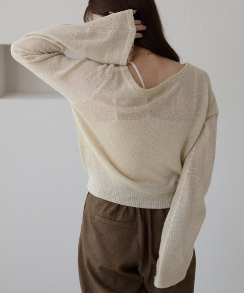 apres jour clair（アプレジュールクレア）の「【apres jour clair】スパンコールラメシアーニット（ニット/セーター・レディース・アイボリー/ピンクベージュ/ミント・フリー/X-LARGE）」の18枚目の写真