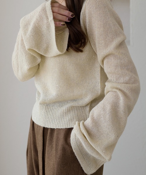 apres jour clair（アプレジュールクレア）の「【apres jour clair】スパンコールラメシアーニット（ニット/セーター・レディース・アイボリー/ピンクベージュ/ミント・フリー/X-LARGE）」の12枚目の写真