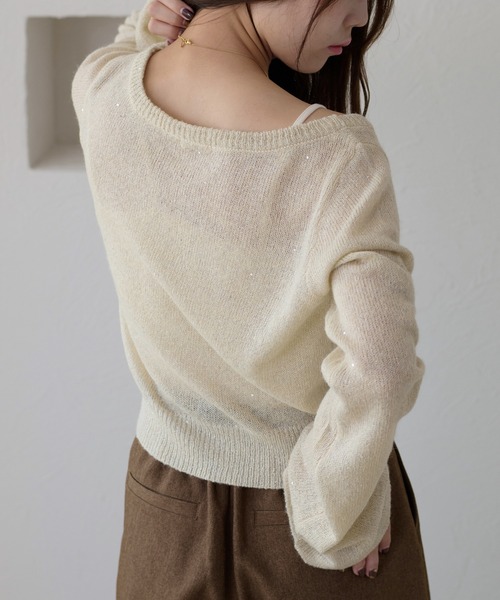 apres jour clair（アプレジュールクレア）の「【apres jour clair】スパンコールラメシアーニット（ニット/セーター・レディース・アイボリー/ピンクベージュ/ミント・フリー/X-LARGE）」の14枚目の写真