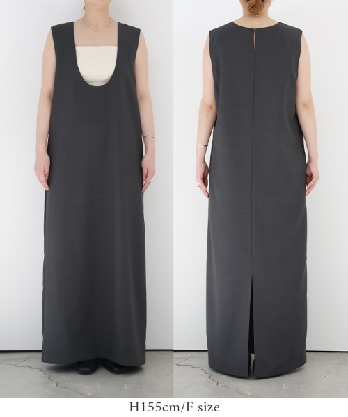 select MOCA（セレクトモカ）の「バックスリットUネックロングワンピース（ワンピース・レディース・ブラック/オフホワイト/ブラウン・FREE）」の7枚目の写真