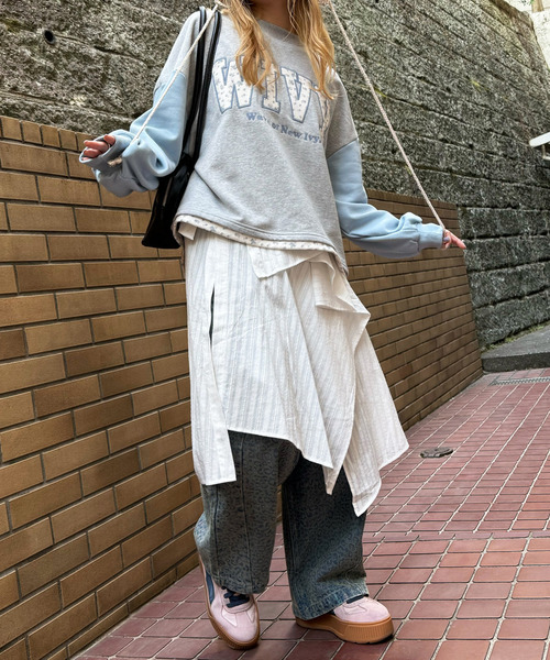 DOUBLE NAME（ダブルネーム）の「シャツレイヤードラップスカート（スカート・レディース・オフホワイト・FREE）」の7枚目の写真