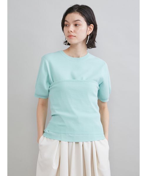 Mila Owen(ミラオーウェン)の「コットンブレンドニットチューブトップ(チューブトップ・レディース・ライトベージュ/チャコールグレー/ミント・F)」の3枚目の写真