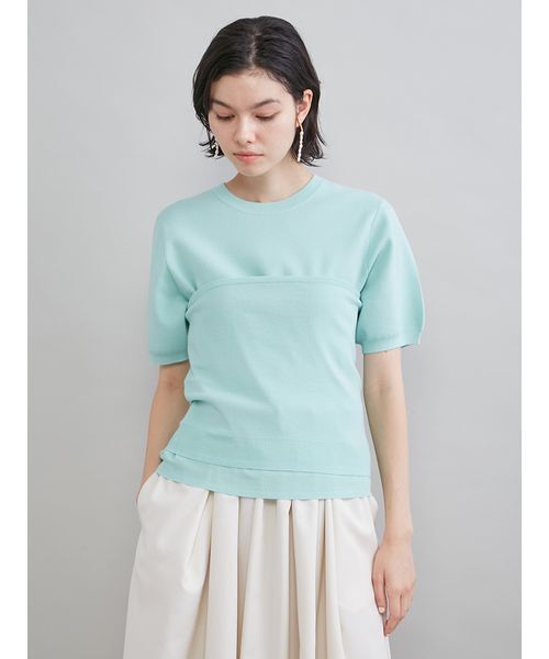 Mila Owen(ミラオーウェン)の「コットンブレンドニットチューブトップ(チューブトップ・レディース・ライトベージュ/チャコールグレー/ミント・F)」の7枚目の写真