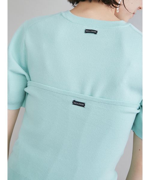 Mila Owen(ミラオーウェン)の「コットンブレンドニットチューブトップ(チューブトップ・レディース・ライトベージュ/チャコールグレー/ミント・F)」の12枚目の写真