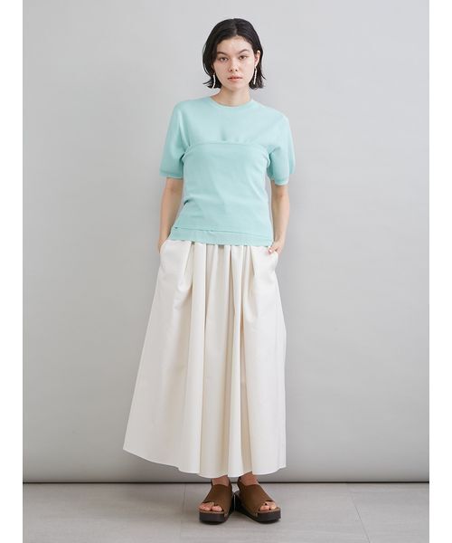 Mila Owen(ミラオーウェン)の「コットンブレンドニットチューブトップ(チューブトップ・レディース・ライトベージュ/チャコールグレー/ミント・F)」の13枚目の写真