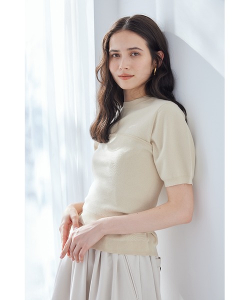 Mila Owen(ミラオーウェン)の「コットンブレンドニットチューブトップ(チューブトップ・レディース・ライトベージュ/チャコールグレー/ミント・F)」の15枚目の写真