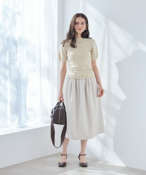 Mila Owen(ミラオーウェン)の「コットンブレンドニットチューブトップ(チューブトップ・レディース・ライトベージュ/チャコールグレー/ミント・F)」の17枚目の写真