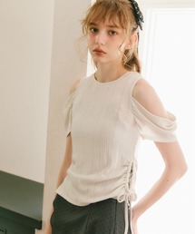 idem | 【ZOZO限定】open shoulder glitter tops / オープンショルダーグリッタートップス(Tシャツ/カットソー)