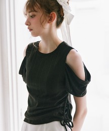 idem | 【ZOZO限定】open shoulder glitter tops / オープンショルダーグリッタートップス(Tシャツ/カットソー)