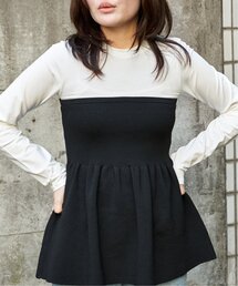 異素材コンビビスチェ風プルオーバー
