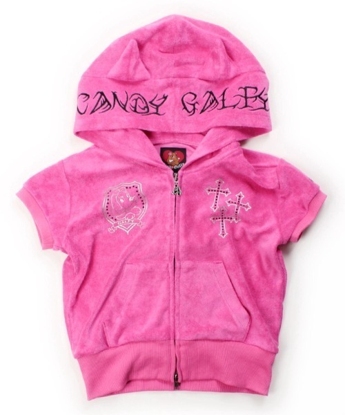 GALFY(ガルフィー)の「【GALFY】VIVI★GALパーカー / 【ガルフィー】猫耳ギャル半袖ジップパーカー(パーカー・レディース・ブラック/ピンク・ONE SIZE)」の16枚目の写真