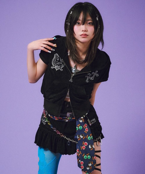 GALFY(ガルフィー)の「【GALFY】VIVI★GALパーカー / 【ガルフィー】猫耳ギャル半袖ジップパーカー(パーカー・レディース・ブラック/ピンク・ONE SIZE)」の6枚目の写真