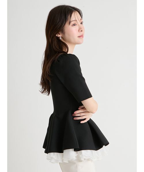 CELFORD(セルフォード)の「【洗える】ペプラムドッキングニットプルオーバー(ニット/セーター・レディース・ミント/ホワイト/その他/ブラック・F)」の9枚目の写真