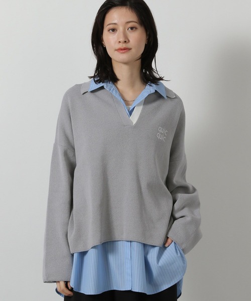 LAKOLE（ラコレ）の「12ゲージスキッパーニットプルオーバー / 651632（ニット/セーター・レディース・グレー/ブラック・FREE）」の2枚目の写真