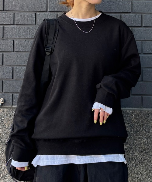 ISOOK(アイスー)の「【ISOOK / アイスー】オーバーサイズクルーネックスウェット / 春服 春トップス プルオーバー トレーナー ビッグシルエット ルーズ 無地 長袖 黒 ブラック グレー ピンク ZOZOTOWN限定(スウェット・レディース・ブラック/ピンク/グレー・FREE)」の7枚目の写真