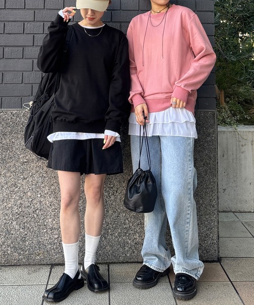 ISOOK(アイスー)の「【ISOOK / アイスー】オーバーサイズクルーネックスウェット / 春服 春トップス プルオーバー トレーナー ビッグシルエット ルーズ 無地 長袖 黒 ブラック グレー ピンク ZOZOTOWN限定(スウェット・レディース・ブラック/ピンク/グレー・FREE)」の5枚目の写真