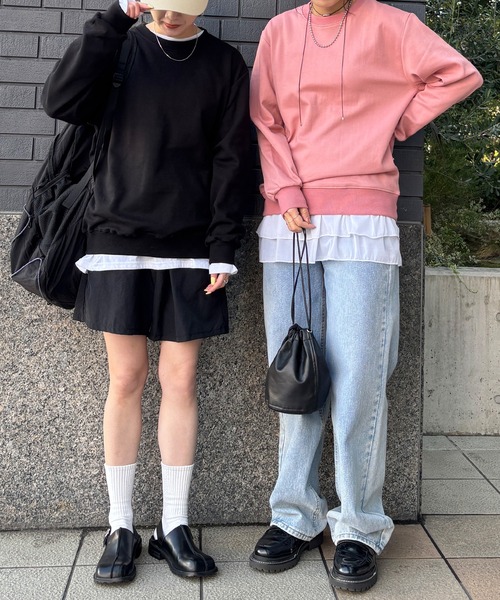 ISOOK(アイスー)の「【ISOOK / アイスー】オーバーサイズクルーネックスウェット / 春服 春トップス プルオーバー トレーナー ビッグシルエット ルーズ 無地 長袖 黒 ブラック グレー ピンク ZOZOTOWN限定(スウェット・レディース・ブラック/ピンク/グレー・FREE)」の6枚目の写真
