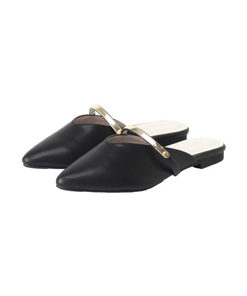 Green　Parks（グリーンパークス）の「Vカットメタルパーツミュール（その他シューズ・レディース・ブラック/ベージュ・S/L/M）」の5枚目の写真