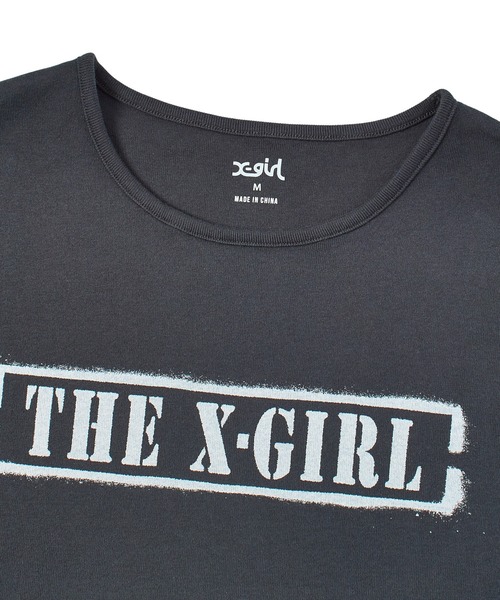 X-girl(エックスガール)の「STENCIL LOGO S/S BABY TEE(Tシャツ/カットソー・レディース・ホワイト/レッド/チャコール・S/M)」の9枚目の写真