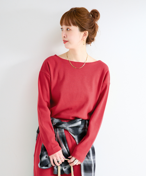 B.C STOCK(ベーセーストック)の「《2点セット》ウォッシャブル / ワッフルボーダーSETUP(ワンピース・レディース・ブラック/ベージュ/レッド・FREE)」の4枚目の写真