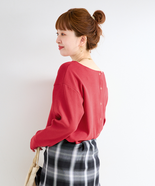 B.C STOCK(ベーセーストック)の「《2点セット》ウォッシャブル / ワッフルボーダーSETUP(ワンピース・レディース・ブラック/ベージュ/レッド・FREE)」の5枚目の写真
