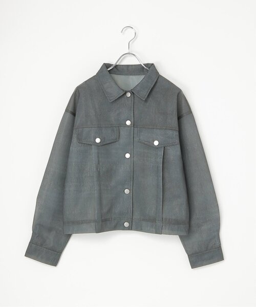 VENCEEXCHANGE(ヴァンスエクスチェンジ)の「シアーダンボールデニムプリントGジャン(デニムジャケット・レディース・ネイビー/ブルー・FREE)」の2枚目の写真