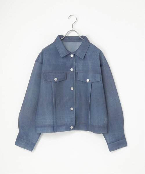 VENCEEXCHANGE(ヴァンスエクスチェンジ)の「シアーダンボールデニムプリントGジャン(デニムジャケット・レディース・ネイビー/ブルー・FREE)」の1枚目の写真