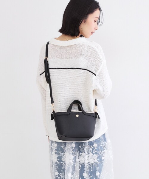 OPAQUE.CLIP（オペークドットクリップ）の「2WAY巾着付ミニトート（ショルダーバッグ・レディース・オフホワイト/ブラック/ベージュ/グリーン系・00）」の2枚目の写真