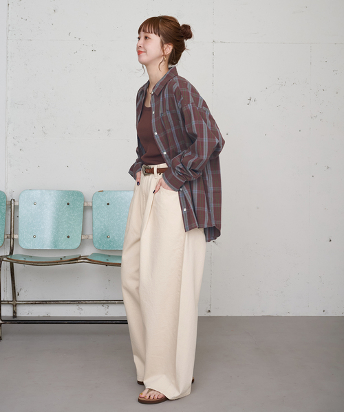B.C STOCK(ベーセーストック)の「【ZOZO限定】ウォッシャブル / パターンシャツ(シャツ/ブラウス・レディース・ブラウン/ネイビー/イエロー・FREE)」の7枚目の写真