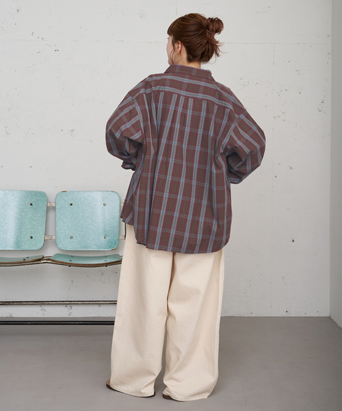 B.C STOCK(ベーセーストック)の「【ZOZO限定】ウォッシャブル / パターンシャツ(シャツ/ブラウス・レディース・ブラウン/ネイビー/イエロー・FREE)」の8枚目の写真