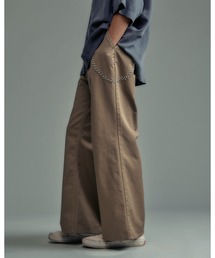 ADAMPATEK/studded T/C twill flare wide trouser/スタッズ付きTCツイルワイドトラウザー(AP2618018)