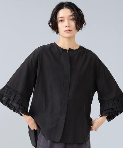 Liesse（リエス）の「フリルスリーブスキッパーブラウス（シャツ/ブラウス・レディース・ブラック/オフホワイト/ブラウン・FREE）」の2枚目の写真