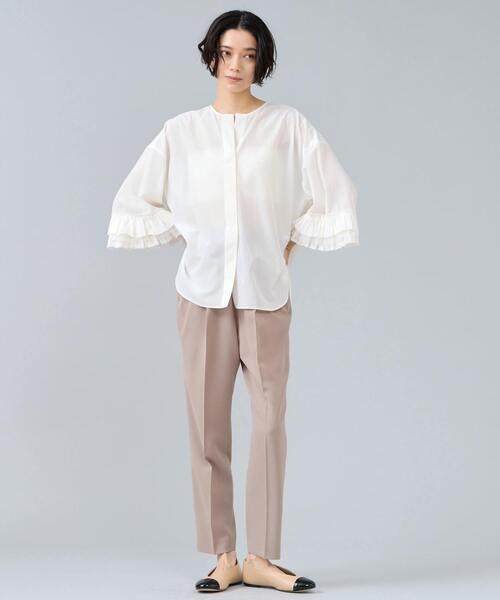 Liesse（リエス）の「フリルスリーブスキッパーブラウス（シャツ/ブラウス・レディース・ブラック/オフホワイト/ブラウン・FREE）」の5枚目の写真