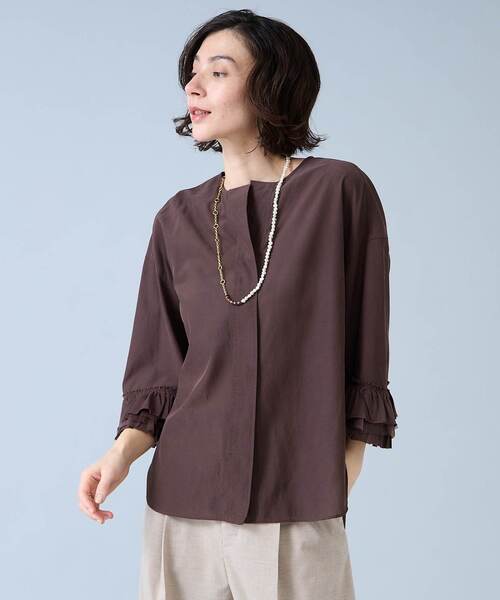 Liesse（リエス）の「フリルスリーブスキッパーブラウス（シャツ/ブラウス・レディース・ブラック/オフホワイト/ブラウン・FREE）」の9枚目の写真