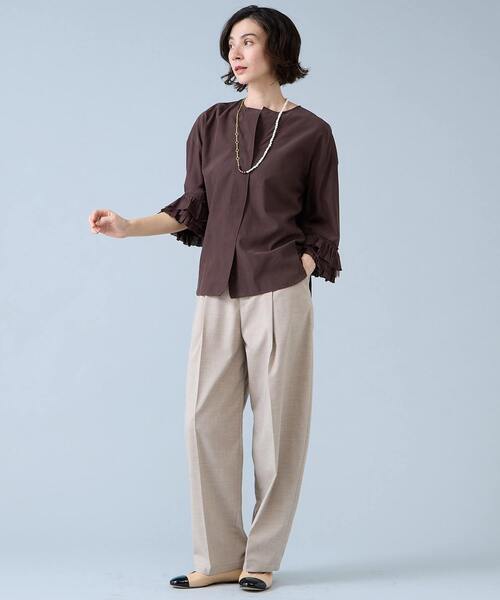 Liesse（リエス）の「フリルスリーブスキッパーブラウス（シャツ/ブラウス・レディース・ブラック/オフホワイト/ブラウン・FREE）」の13枚目の写真