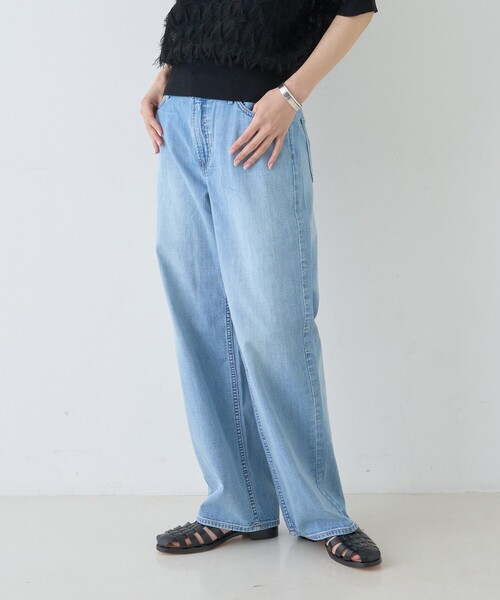 upperhights（アッパーハイツ）の「【upper hights/アッパーハイツ】THE LAZY NICE NID-R ザ レイジー ニース ミッドライズ/ワイドデニム/ウエストサイドゴム（デニムパンツ・レディース・ライトブルー・25/24/23/22/21）」の3枚目の写真