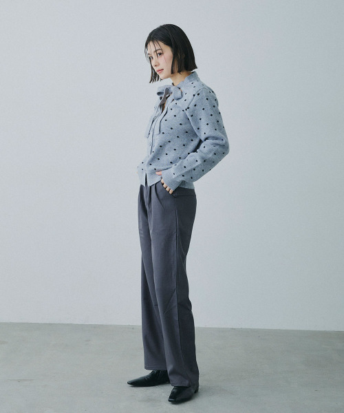Mirette(ミレット)の「リボンタイ ドットニットカーディガン / Ribbon Tie Dot Knit Cardigan(カーディガン/ボレロ・レディース・グレー・FREE)」の15枚目の写真