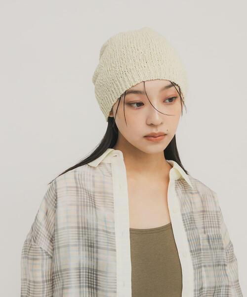 KBF（ケイビーエフ）の「スラブニットビーニー（ニットキャップ/ビーニー・レディース・ブラック/アイボリー・ONE）」の3枚目の写真