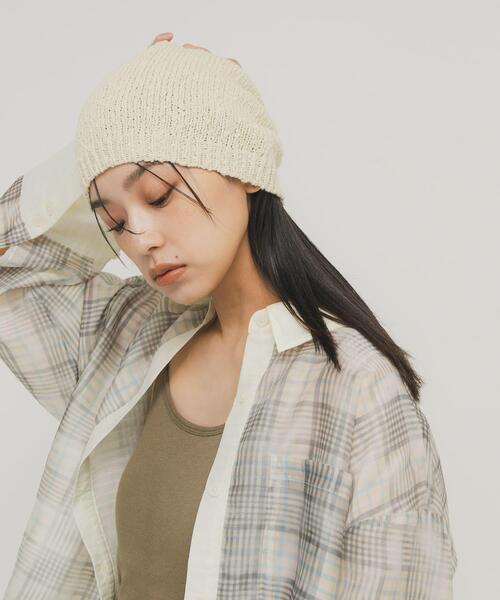 KBF（ケイビーエフ）の「スラブニットビーニー（ニットキャップ/ビーニー・レディース・ブラック/アイボリー・ONE）」の4枚目の写真