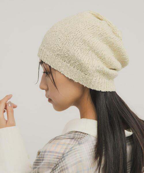 KBF（ケイビーエフ）の「スラブニットビーニー（ニットキャップ/ビーニー・レディース・ブラック/アイボリー・ONE）」の5枚目の写真