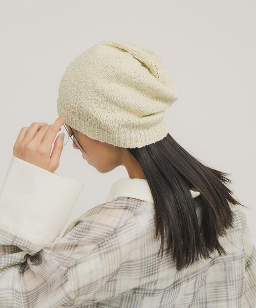 KBF（ケイビーエフ）の「スラブニットビーニー（ニットキャップ/ビーニー・レディース・ブラック/アイボリー・ONE）」の6枚目の写真