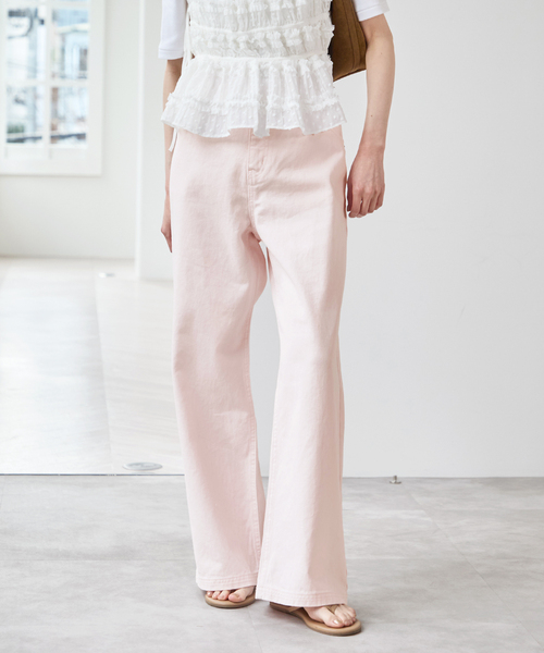 U by SPICK&SPAN(ユーバイスピックアンドスパン)の「カラールーズデニム(デニムパンツ・レディース・スカイブルー/ピンク/ベージュ・36/38)」の3枚目の写真