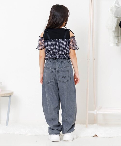 algy(アルジー)の「シアードッキングトップス(Tシャツ/カットソー・キッズ・アイボリー/ブラック/サックスブルー・130/120/160/150/140)」の9枚目の写真