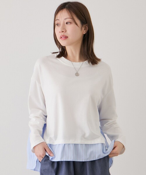 Jayro(ジャイロ)の「ストライプ切替プルオーバー(Tシャツ/カットソー・レディース・ネイビー/ホワイト系その他・M)」の2枚目の写真